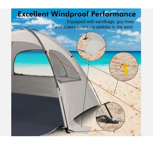 NWT Whitefang Beach Tent Anti-Uv Portable Sun Shade Shelter for 3-4-6-8 Person - Picture 6 of 7
